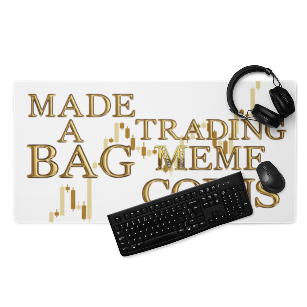 Meme Coin Merch Extended Trading Mouse Pad – "I Made A Bag Trading Meme Coins" Edition